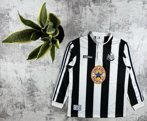 Newcastle 1995/1997 Home Longsleeve Retro Adidas Soccer Football Jersey T Shirt - Picture 1 of 13