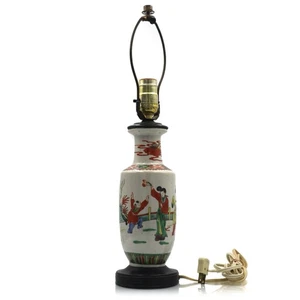 19. Jh. Chinesische Famille Verte Porzellan Vase Lampe Kangxi Stil Vintage Antik - Bild 1 von 11