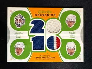 2010-11 O-Pee-Chee Rangers Quad Jersey Lundqvist Staal Gaborik Drury Patch - Picture 1 of 2
