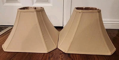 2 pantallas de lámpara corte cuadrado esquina campana cuadrada pantalla básica beige dorado Foto 1 de 4