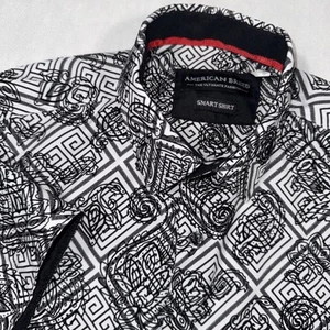 AMERICAN BREED Smart Shirt Men's M Button Up Collared Paisley Embroidered S/S - Picture 1 of 7