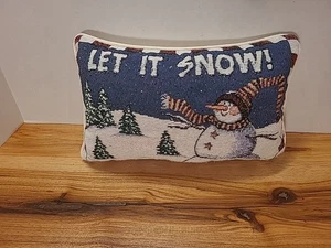Vintage Wandteppich Weihnachten Kissen Let It Snow Sandi Gore Evans Schneemann - Bild 1 von 4