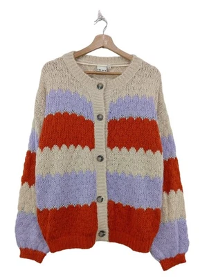 ICHI Cárdigan Mujeres Chaqueta Talla EU 38 rojo-lila-blanco puro look casual - Imagen 1 de 4