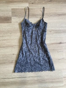Vintage Grey Stretch Lace Slip Dress - Picture 1 of 9