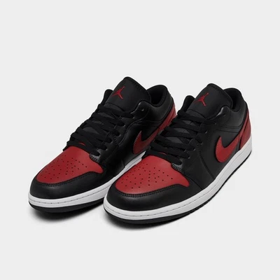 Jordan 1 Retro Low Basketball Shoes Black / Red / White Sz 10.5 553558 067 - Image 1 of 4