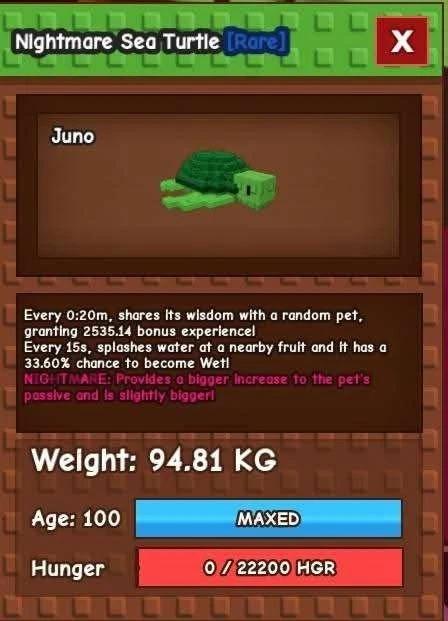 ROBLOX CORPORATION Nightmare Sea Turtle - Grow A Garden - Fast Delivery!