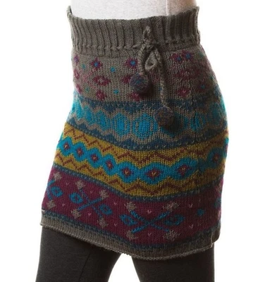 Everest Designs Innsbruck Nepalese Wool Sweater Skirt L Himalayan Ski Tassel - Image 1 of 4