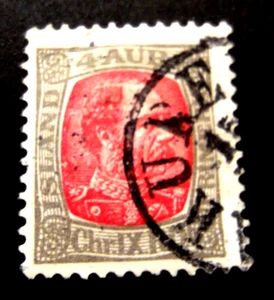 Iceland-1902/1904-4 Aur King Christian IX-Used - Picture 1 of 2