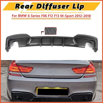 Carbon Style Rear Diffuser Lip For BMW 6 Series F06 F12 F13 640i M Sport 2012-18 Foto 1 de 4