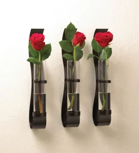 Billow Contemporary Black Wall Vase Sconces Set of 3 - Picture 1 of 2