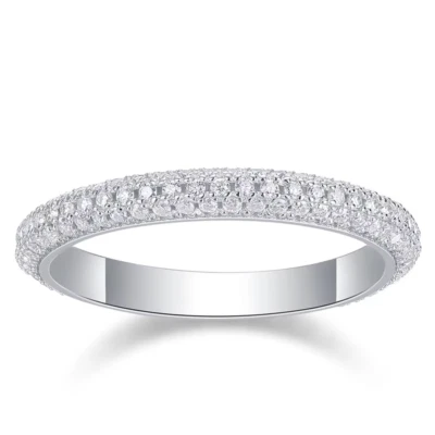 Full Moissanite Ring Eternity Band 925 Sterling Silver 18K White Gold Plated GRA - Image 1 of 4