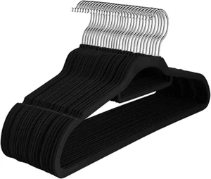 Non-Slip Velvet Hangers, 50 Pack Suit Clothes Hook Swivel 360-Ultra Hangers Spac - Picture 1 of 6