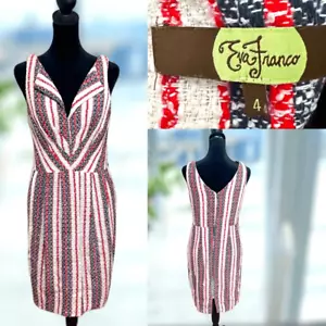 Anthropologie EVA FRANCO Red White and Blue Tweed Dress size 4 - Picture 1 of 16