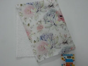Floral Burp Cloth Pastel Succulents 1 only White Toweling Backed GREAT GIFT IDEA - Bild 1 von 1