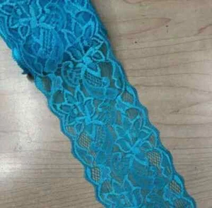 dentelle élastique 80 mm - Vendu au mètre bleu turquoise - Photo 1 sur 1