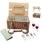  Wicker Picnic Basket Set for 2 Persons with Detachable Folding Picnic Medium