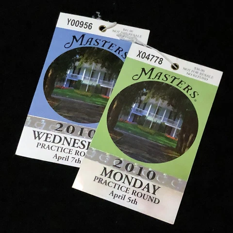 2x 2010 MASTERS BADGE TICKET AUGUSTA NATIONAL GOLF PHIL MICKELSON WINS RARE 3RD Cover