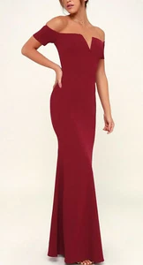 Lynne Off Shoulder Maxikleid Burgund Größe S - Bild 1 von 5