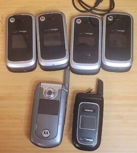 6 Flip Phone Cell Phone Lot Motorola W766, E815,  Nokia 2366i For Parts Untested