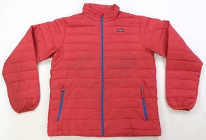 Rare Vintage PATAGONIA Full Zip Quilted Puffer Jacket 2000s Red Blue Youth 2XL - Picture 1 of 15