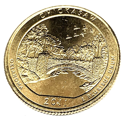 # C1658   U.S.  AM. BEAUTIFUL   GOLD COLORED  25c  COIN,  CHICKASAW   2011-P - Image 1 of 2
