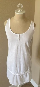 Mini Vestido de Playa MICHAEL STARS Mixto Cintura Caída Henley Cuello Redondo Tanque M Blanco - Imagen 1 de 10