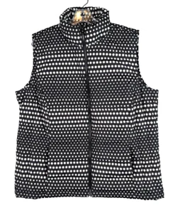 Talbots Puffer Vest Jacket Black White Polka Dot Down Feathers Outdoor Womens 2X - Picture 1 of 11