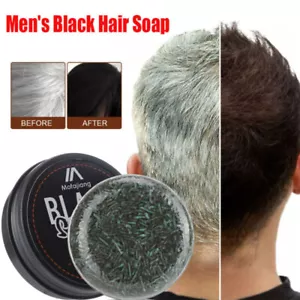 Men's Grey Coverage Bar Shampoo Hair Darkening Black Soap for Grey Hair Cover US - Picture 1 of 18