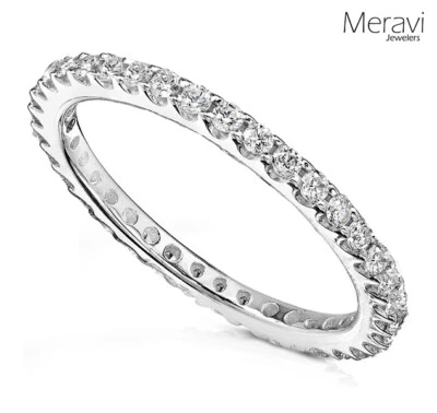 NEW Women Sterling Silver Wedding Band Anniversary Thin CZ Skinny Ring Size 4-10 - Image 1 of 4