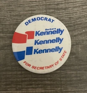 1980s political pin Barbara Kennelly Democrat 1.5" rare secretary of state - Picture 1 of 2