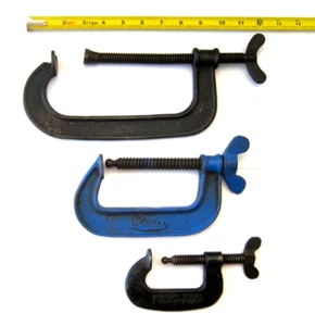 3 Antique C Clamps Tool/Barn/Steampunk - Picture 1 of 11