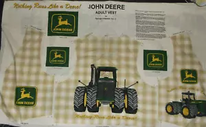 JOHN DEERE VEST fabric panel to sew new uncut ADULT S M L XL tractor farm - Picture 1 of 6