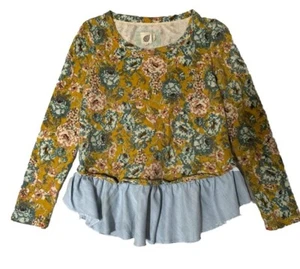 Anthropologie Women’s Size S Top Blouse Lilka Goldenrod Yellow Floral Ruffle - Picture 1 of 11