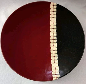 SET OF 2 PFALTZGRAFF EASTSIDE DINNER PLATES RED BLACK 11 1/4" - Picture 1 of 2
