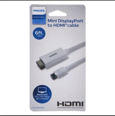Mini Display Port to HDMI Cable 6ft. Phillips - White - Image 1 of 4