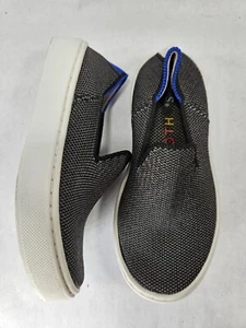 Rothy’s Kids Shoe 10 Unisex Steel Gray Slip On Sneakers Grey Black Loafers Pull - Picture 1 of 10