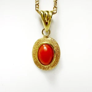 Vintage 18k Gold and coral pendant - Picture 1 of 9
