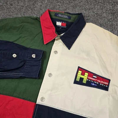 Camisa Tommy Hilfiger De Colección Para Hombres XL Bloque de Color Equipo de Vela Bandera 045/88 Años 90 Foto 1 de 4