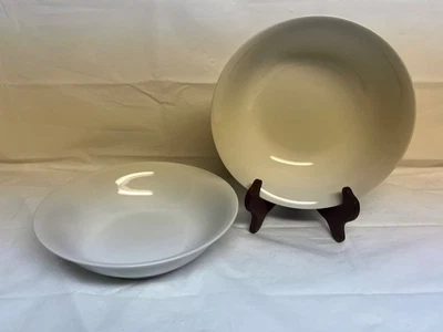 Crate & Barrel Set Of 2 All White Porcelain Vegetable Serving Bowls 9” - Image 1 of 4