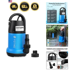 Pompa acqua pompa sommersa utilità 1HP 4600GPH pompa di drenaggio portatile - Foto 1 di 10