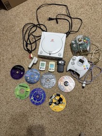 Working Sega Dreamcast HKT-3020 W/ Controllers, Games, VMU Memory Cards, + More