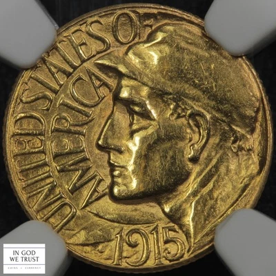 1915 S Panama-Pacific PAN-PAC Commemorative Gold One Dollar G$1 NGC AU Details - Image 1 of 4
