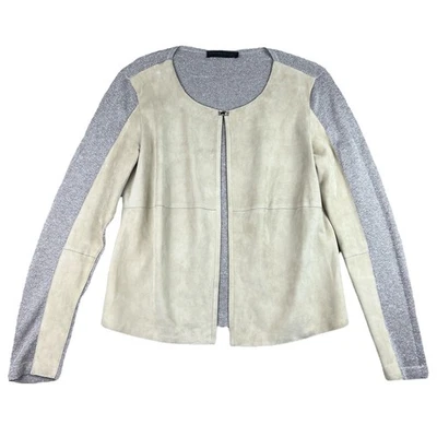 Fabiana Filippi Beige Gamuza Cuero de Cabra Tejido Mangas Chaqueta Chal Talla M Lujo Foto 1 de 4