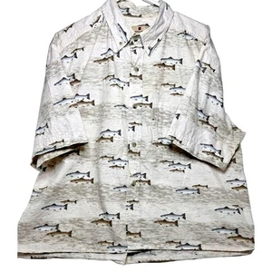 Camicia Woolrich - Uomo XL - Disegno Pesce Nuoto -Collo Manica Corta Bottone - Foto 1 di 5