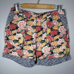 Sundance Floral Kalini Größe Small Leinen Baumwollmischung Bündchen Saum Shorts Taschen - Bild 1 von 9