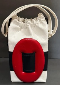 Vintage Handtasche weiß, rot, dunkelblau patriotisch Kordelzug Hobo-Stil Theater - Bild 1 von 9