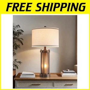 Retro Farmhouse Nightstand Lamp Set, 2 Bulbs Included - Picture 1 of 11