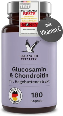 BALANCED VITALITY Glucosamin & Chondroitin Kapseln - 1400Mg Glucosamin pro Tagesdosis, 180 Kapseln