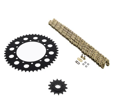 Kawasaki KLX650R 650R 1993-1996 cadena de anillo tórico dorado y piñón negro 14/48 110 L Foto 1 de 4