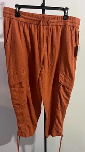 Jules & Leopold XL Linen Blend Orange Terracotta Ankle Jogger Pants Elastic New - Picture 1 of 7